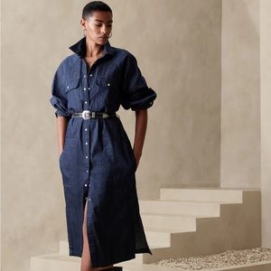 UTILITY DENIM MIDI SHIRTDRESS
